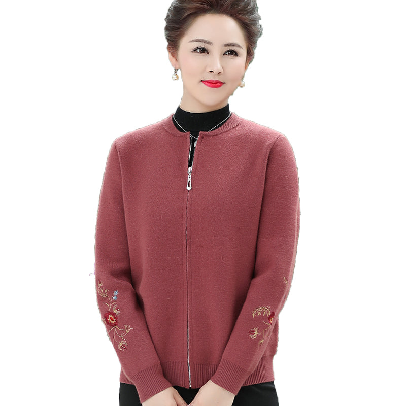mom Autumn and winter clothes Cardigan loose coat Middle aged and old people have cash less than that is registered in the accounts Jacket sweater 50 year 60 middle age female thickening Put on your clothes