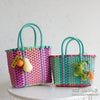 Load image into Gallery viewer, ins summer fresh Mint Green manual Woven bag Vegetable basket Simplicity handbag seaside Beach Bag trumpet