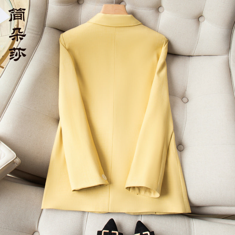 Advanced sense yellow suit loose coat female Spring and Autumn Leisure fashion have cash less than that is registered in the accounts fashionable Foreign style ma'am Blazer  jacket