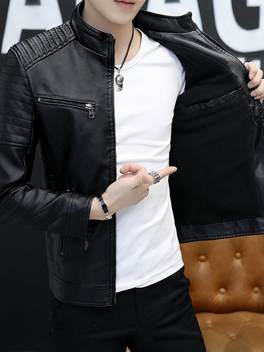genuine leather leather clothing male spring and autumn winter Self-cultivation trend Plush thickening handsome leisure time locomotive leather jacket man loose coat