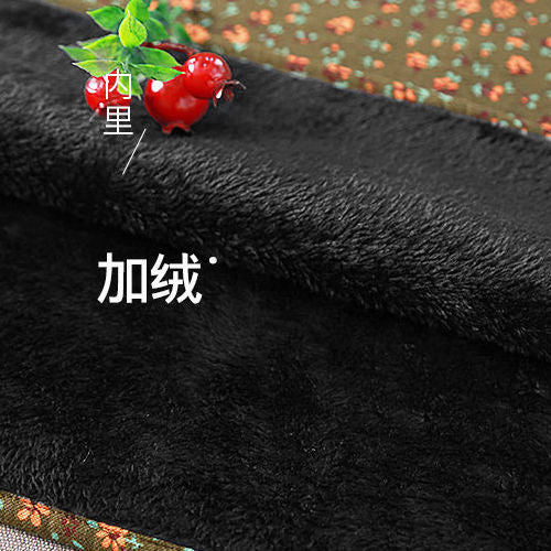 Retro ethnic style Plush Broken flower Dress winter Cotton hemp material frog  have more cash than can be accounted for skirt easy thickening Swing skirt