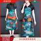 2022 Spring and summer V Collar short sleeve Dress female Splicing Big size printing Middle aged and elderly Mother dress Medium and long term A-line skirt