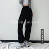 Load image into Gallery viewer, American style Retro Tightness Drawstring Sports pants female winter easy leisure time Straight cylinder sweatpants  High waist Show thin Broad leg Leggings