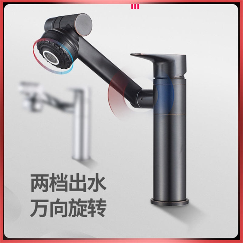 All copper Cold and hot water tap basin Rotatable TOILET household Pull type wash hair black Wash basin Faucet
