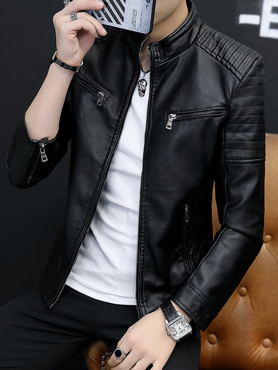 genuine leather leather clothing male spring and autumn winter Self-cultivation trend Plush thickening handsome leisure time locomotive leather jacket man loose coat