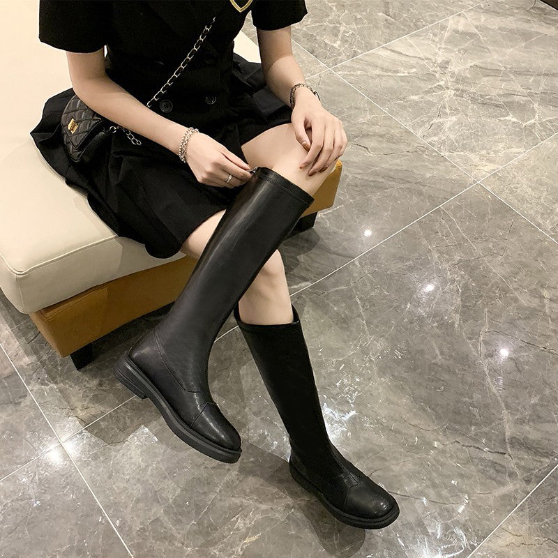 Boots female Autumn and winter 2021 new pattern Below the knee Martin boots British style Versatile Boots female Knight boots tide ins