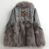 Kacina 2021 Autumn and winter new pattern Fox  leather and fur loose coat female have cash less than that is registered in the accounts Splicing cowboy Jacket leather and fur Down Jackets