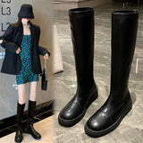 Boots female Autumn and winter 2021 new pattern Below the knee Martin boots British style Versatile Boots female Knight boots tide ins