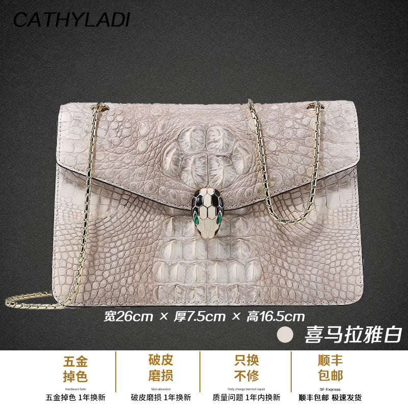 Cathyladi quality goods crocodile skin Female bag Light luxury genuine leather The single shoulder bag luxury goods Chain package ma'am Inclined shoulder bag