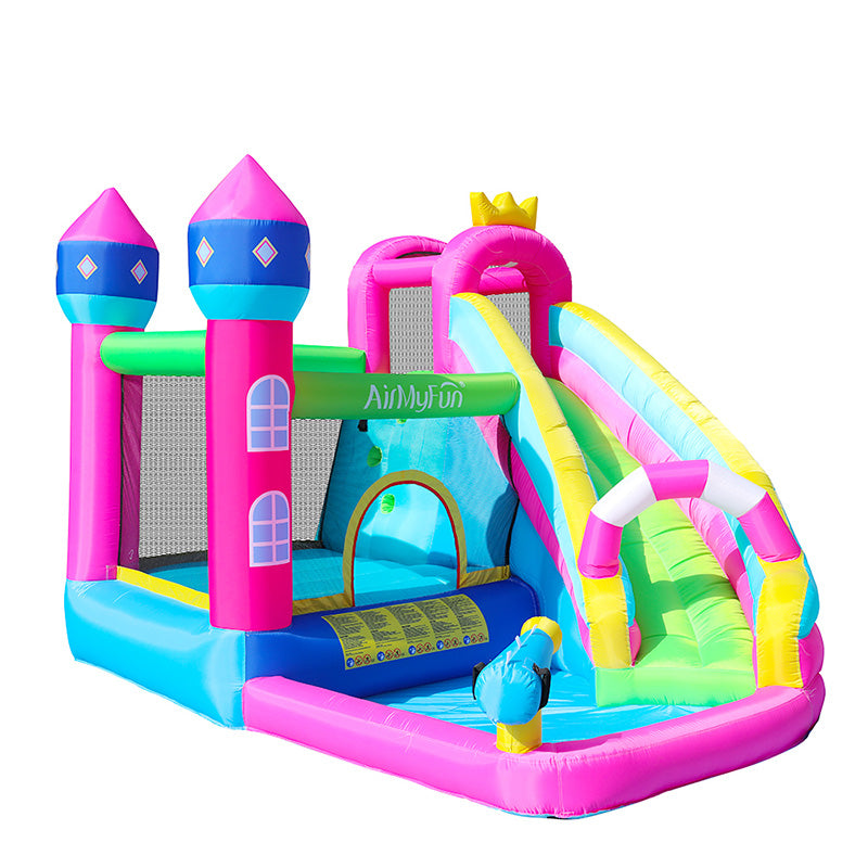 AirMyFun princess Inflatable castle children Slide household Indoor and outdoor Trampoline kindergarten Spray water Jump out of bed