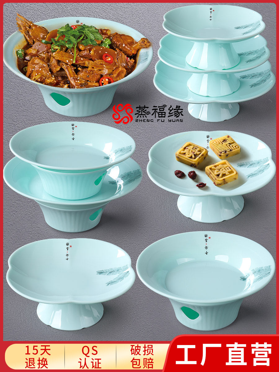 Chinese style restaurant High foot Hotel Hot Dishes plate special-purpose originality Art Plastic hotel Melamine Stir fry Dinner plate Internet celebrity