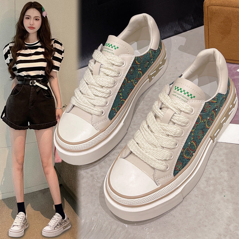 rhinestone canvas shoe female 2022 Spring and summer new pattern Internet celebrity Thick bottom ventilation leisure time Little white shoes Versatile Board shoes