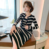 Load image into Gallery viewer, MIUCO Striped knitting Round neck Cardigan + camisole Self-cultivation Show thin Dress Two piece set Women&#39;s wear 2021 autumn k