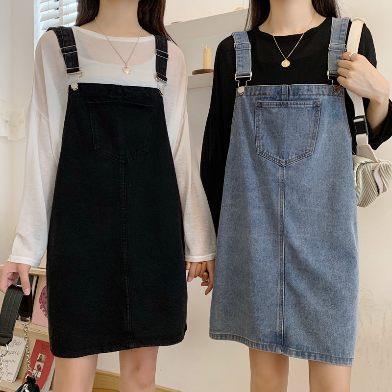 cowboy Strap skirt female easy summer 2021 new pattern Big size Age reduction Foreign style Show thin Half body skirt braces skirt