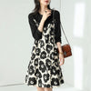 Ink and wash Printed chiffon Dress female 2022 spring new pattern Round neck Fake two Long sleeve Show thin A word Medium length skirt