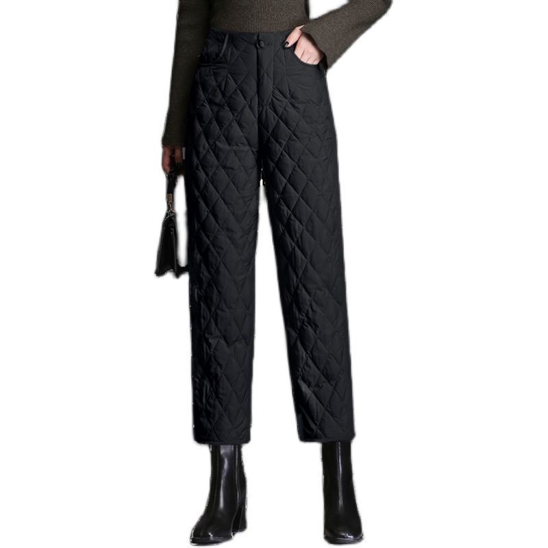 down cotton-padded trousers female Wear out fashion 2022 new pattern Straight pants female Autumn and winter High waist keep warm thickening Plush trousers