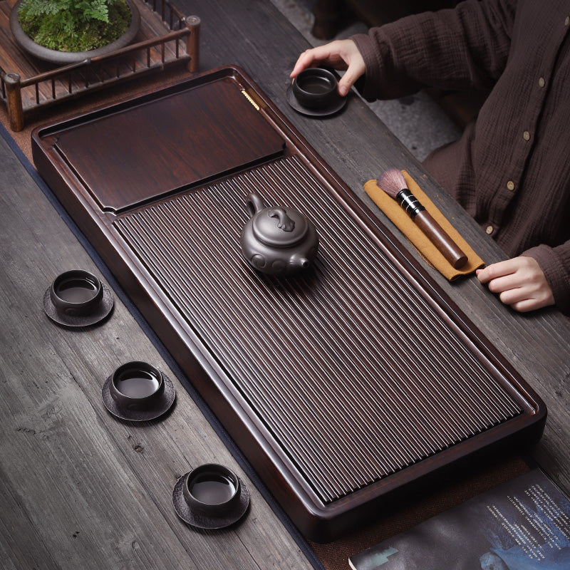Whole piece Ebony tea tray solid wood Tea Service rectangle household Tea sea Simplicity Large Log drainage Kung Fu Tea