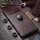 Whole piece Ebony tea tray solid wood Tea Service rectangle household Tea sea Simplicity Large Log drainage Kung Fu Tea