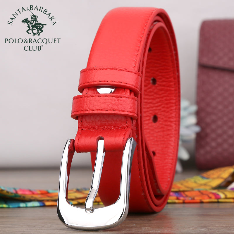 St. Paul ma'am Top layer soft leather Pin buckle Belt leisure time Wide Edition genuine leather youth decorate female Red trousers belt