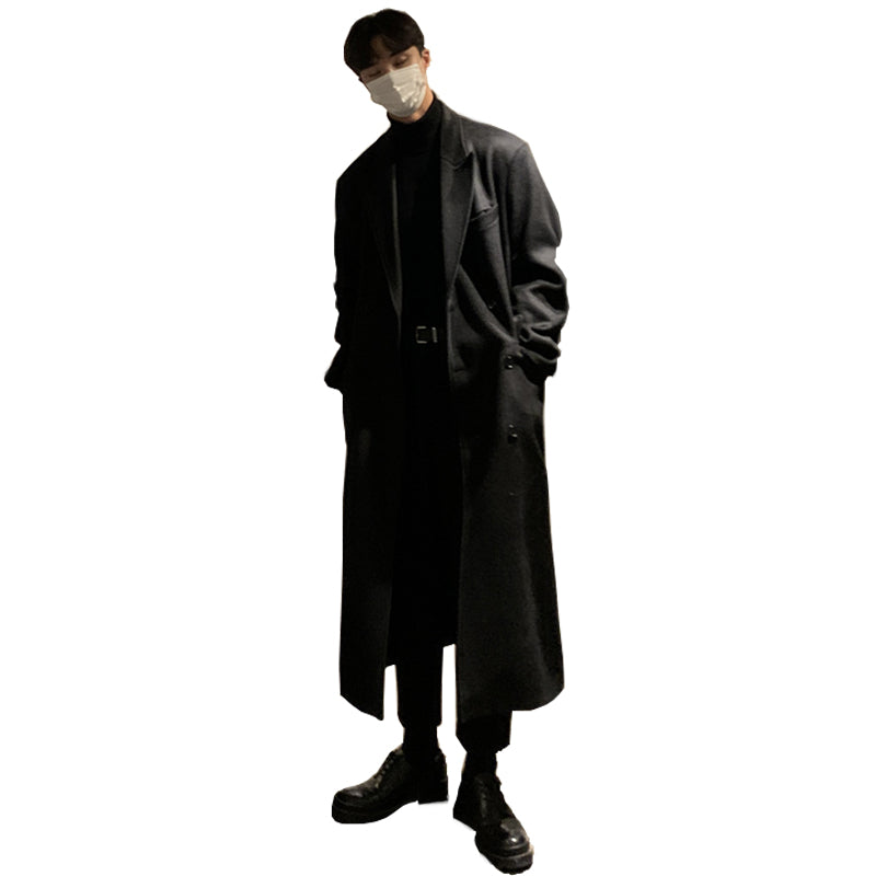 2020 Korean version new pattern man Wool loose coat Autumn and winter Medium and long term easy woolen overcoat male   A64 3