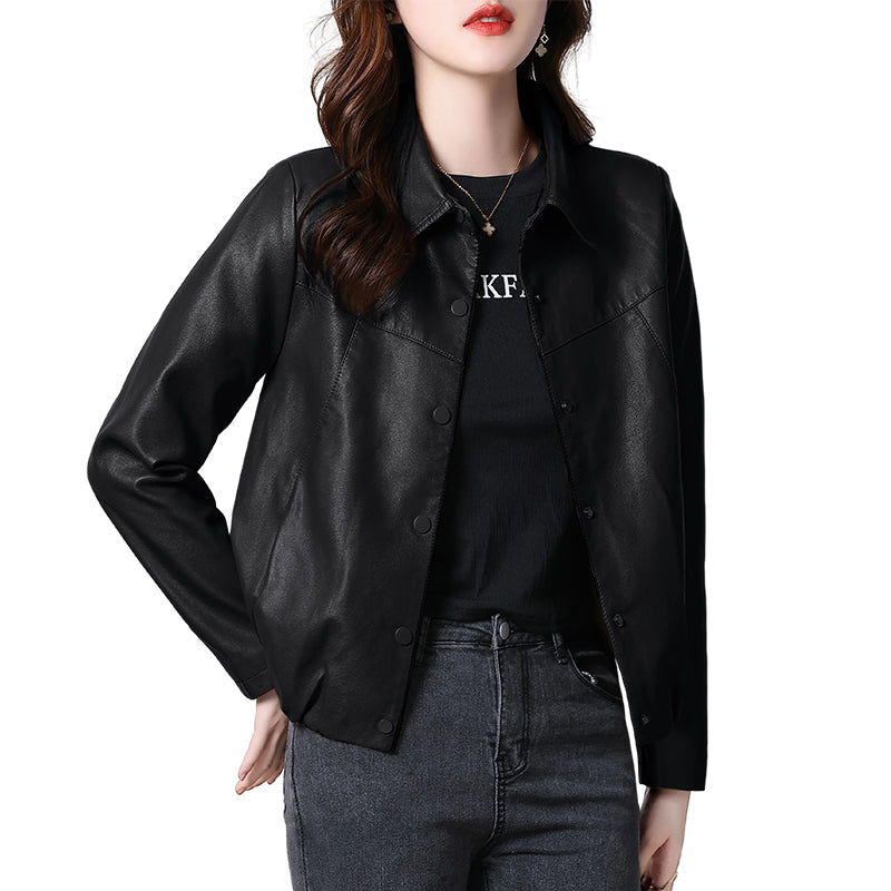 Haining genuine leather leather clothing female 2022 new pattern have cash less than that is registered in the accounts Sheepskin little chap ma'am leather jacket loose coat winter Plush