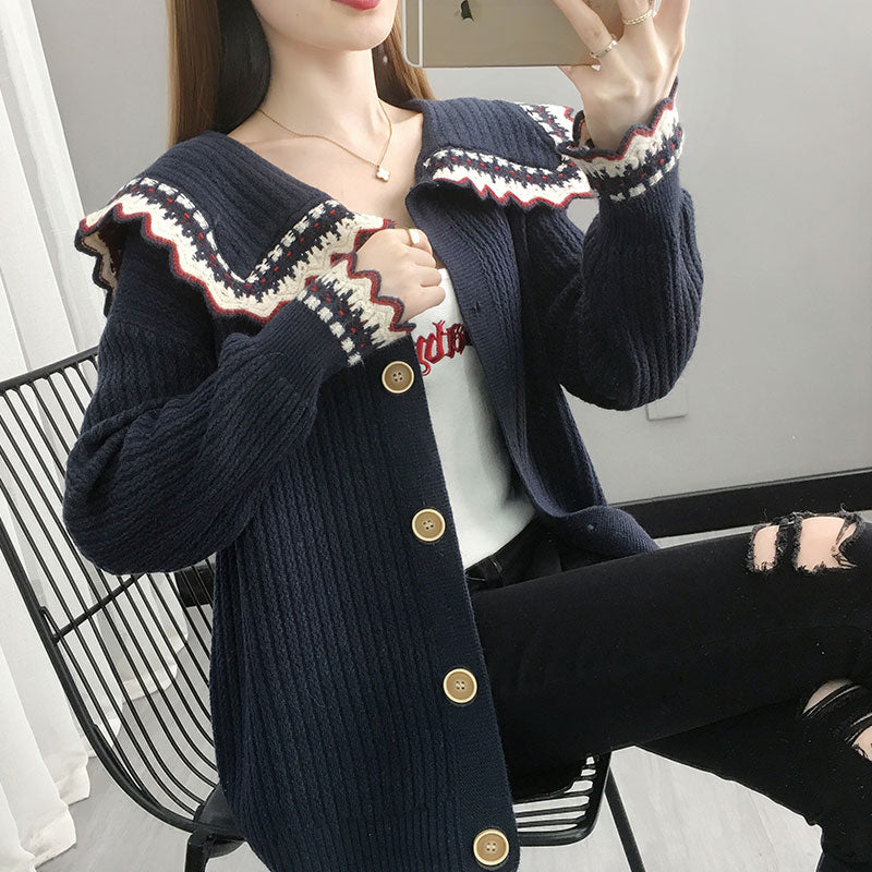 Spring and Autumn 2022 new pattern ma'am thickening sweater loose coat Cardigan female Autumn and winter Sweater Hot money fashion Foreign style