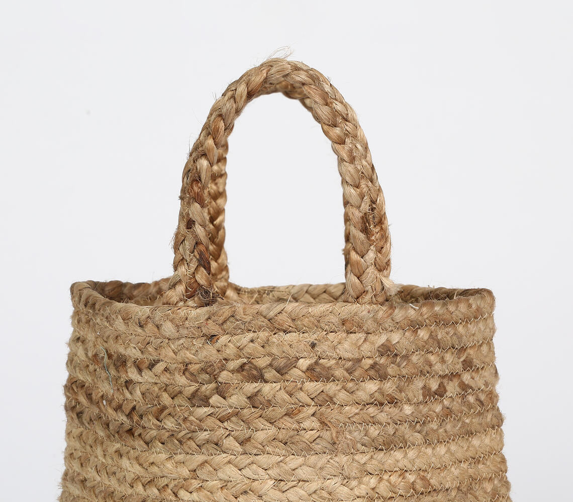 Hand Braided Jute Basket with Handles