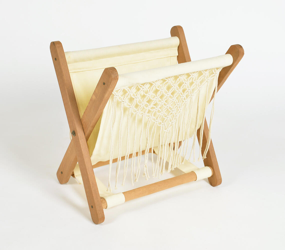 Hand Knotted Macrame Foldable Magazine stand