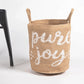 Handwoven Jute 'Pure Joy' Printed Basket